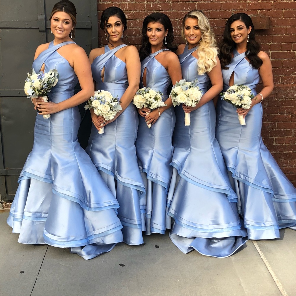Beautiful ruffled bottom strapless gown